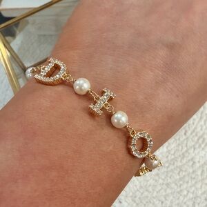 DIOR Letter Pearl Bracelet Gold Tone (Novelty/GWP) - NIB